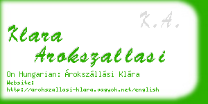 klara arokszallasi business card